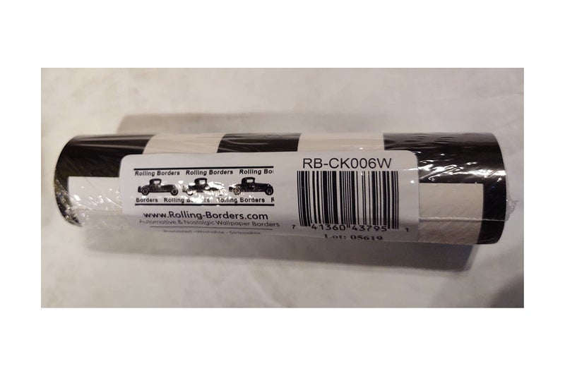 Checkered Flag Cars Wallpaper Border-6 Inch (Black Edge)